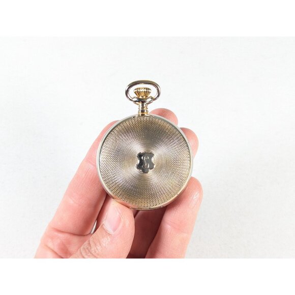 1950s Nastrix 17 Jewels Incabloc Hunter Pocket Watch gold toned metal WORKS, - Picture 7 of 10